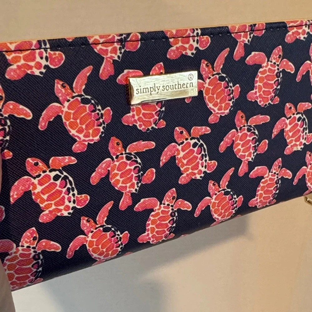 Simply Southern Navy Wallet with Pink Sea Turtle Print - Picture 2 of 4
